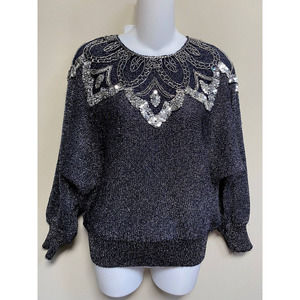 Vintage Metallic Sequined Sweater by‎ Lilly of California ~M~ Holiday, Party